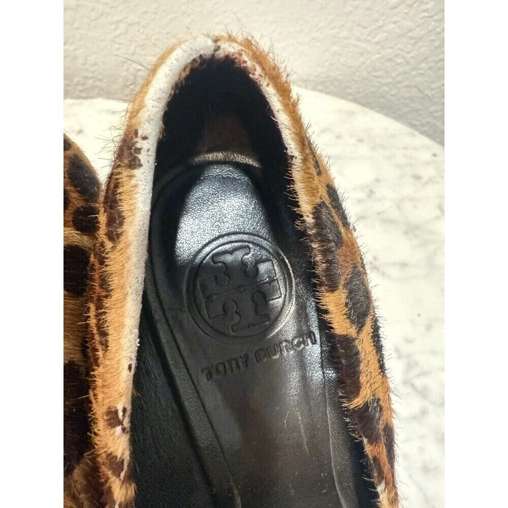 Tory Burch Calf Leather Sally Wedge Leopard Print Round Toe Heel  Sz 6 Maybe